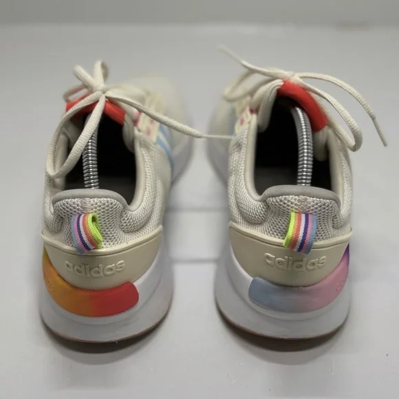 Adidas Cloudfoam Super Pride Shoes Womens 10 Cream Blue Rainbow Running Sneakers - Picture 7 of 15